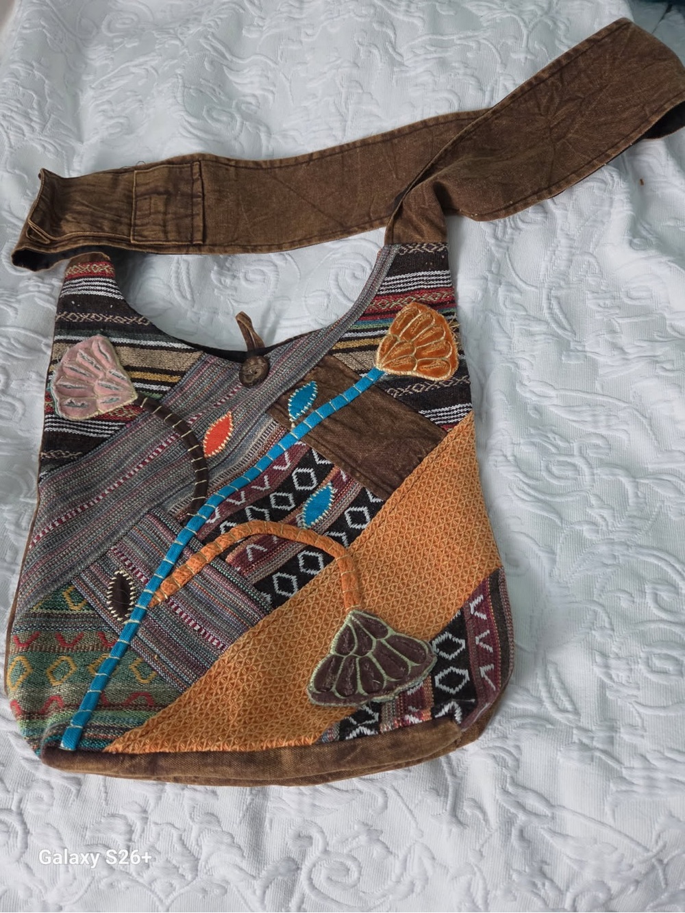 Coldwater Creek Brown Multicolor Patchwork Shoulder Bag. Never Used